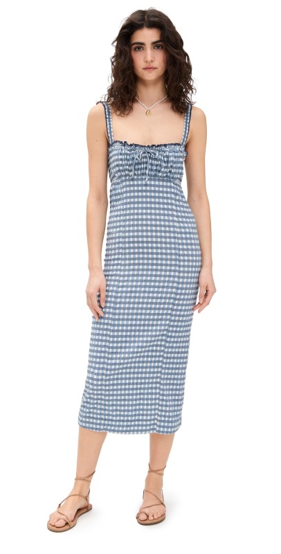 Free People Lucinda Midi Dress Indigo Combo