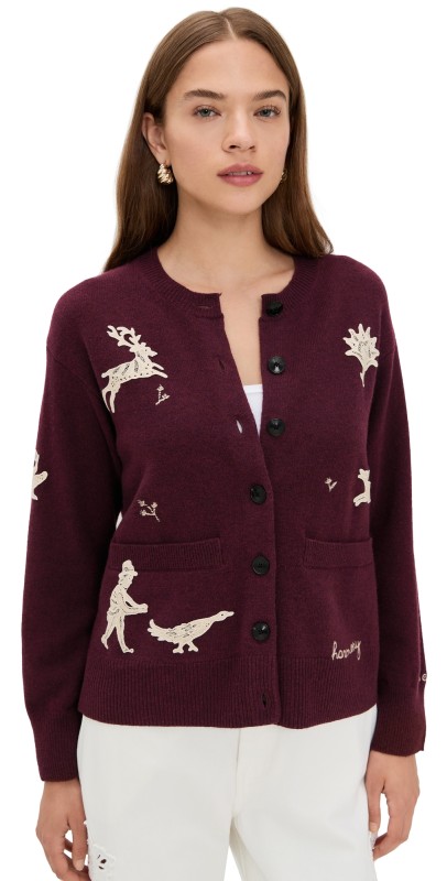 Sea Mika Applique Cardigan Burgundy