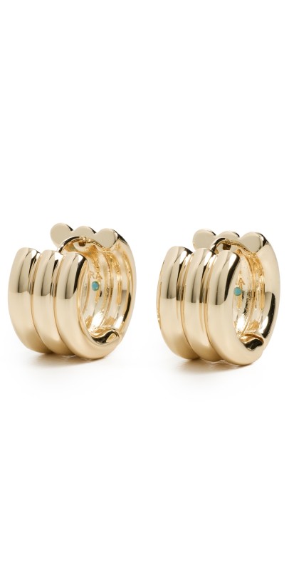 Roxanne Assoulin The Triple Tube Huggie Earrings Shiny Gold