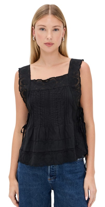 THE GREAT. The Attic Lace Cami Black