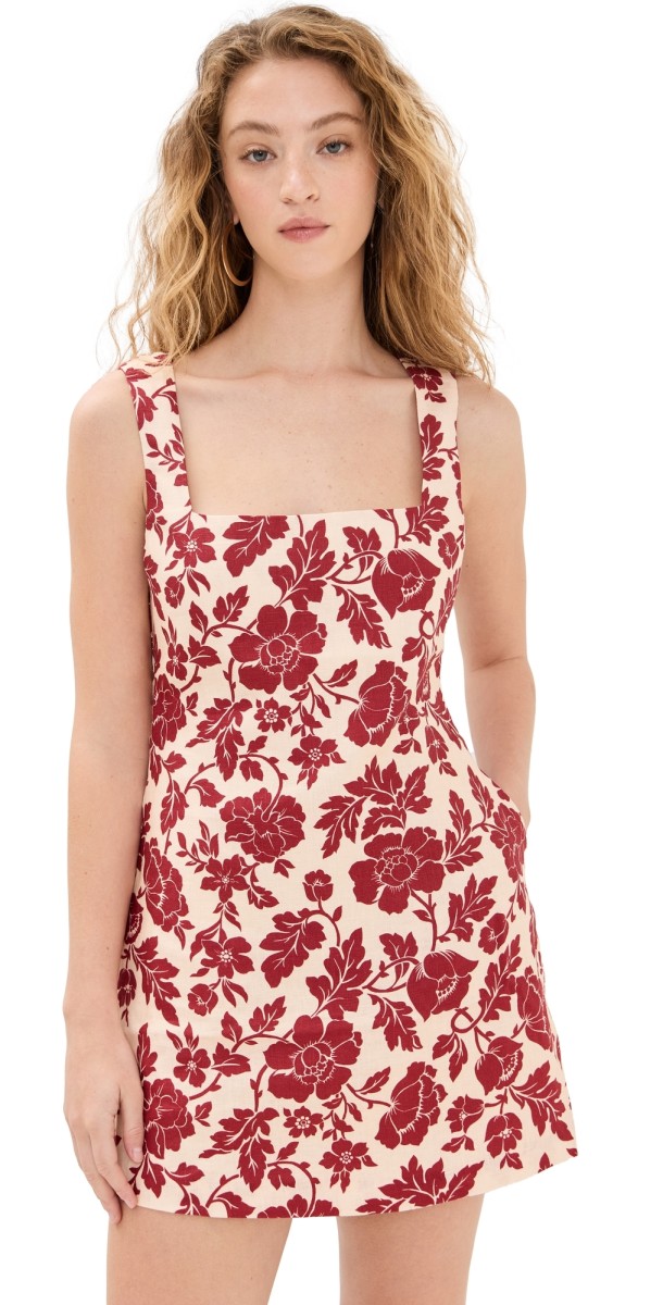 POSSE Alice Mini Dress Deep Red/Oat