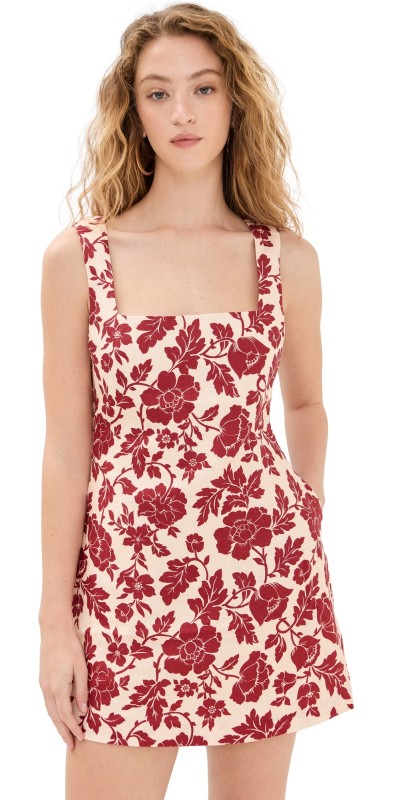 POSSE Alice Mini Dress Deep Red/Oat