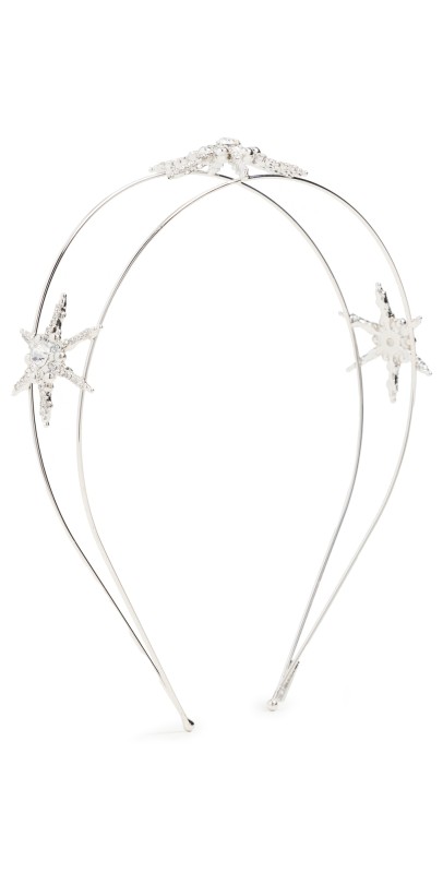 LELET NY Venus Double Strand Crystal Headband Rhodium