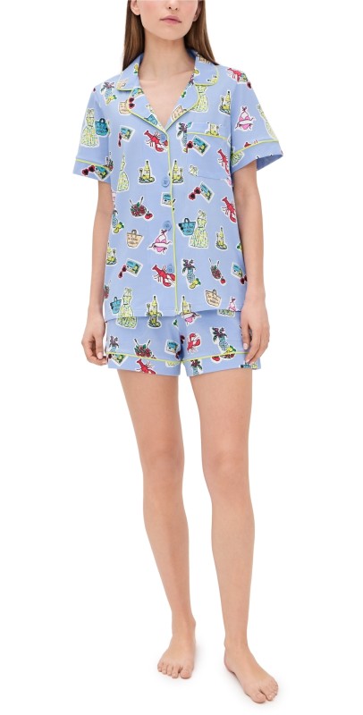 BedHead PJs Cotton Jersey Knit Classic Shorty PJ Set Island Life