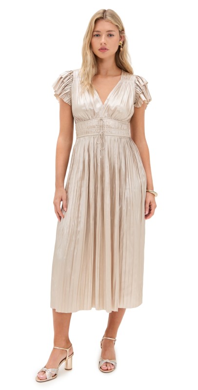 Ulla Johnson Patrice Flutter Sleeve Midi Dress Opal