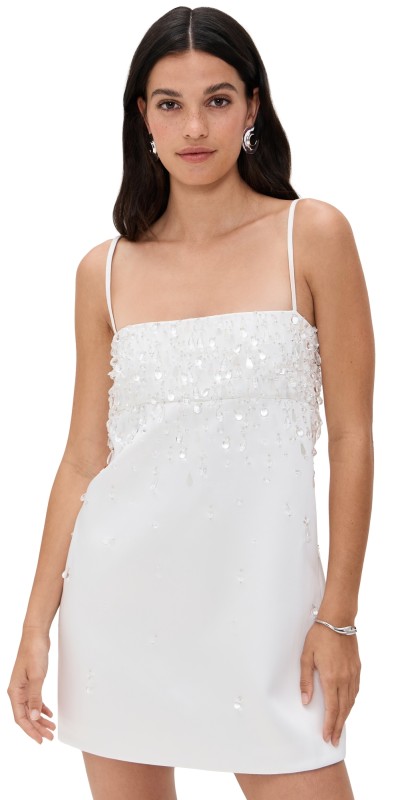 Retrofête Cornelia Embellished Dress White