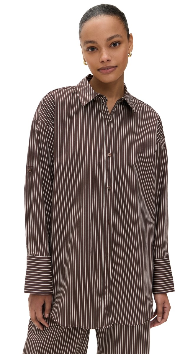 STAUD Sandbar Top Dark Oak Micro Stripe