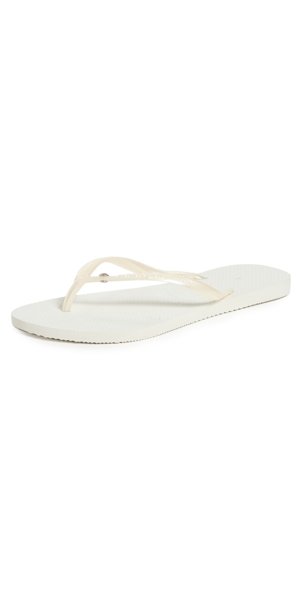 Havaianas Slim Crystal Flip Flops White