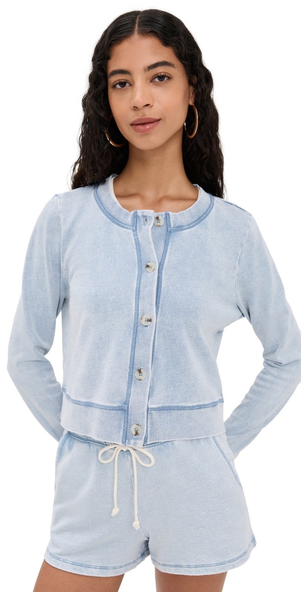 Z Supply Daily Knit Denim Cardigan Washed Indigo