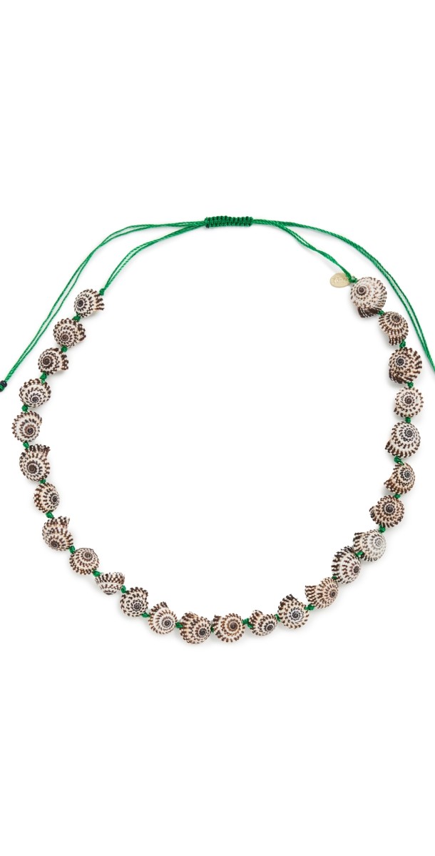 Clare V. Checker Shell Necklace Cream/Black