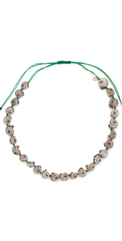 Clare V. Checker Shell Necklace Cream/Black