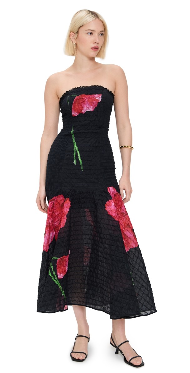 Charo Ruiz Opal Long Dress Black Blossom