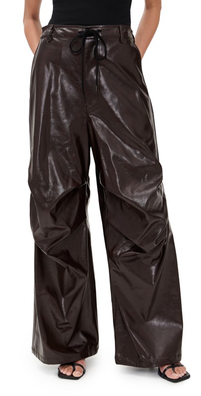 MM6 Maison Margiela Faux Leather Pants Burgundy