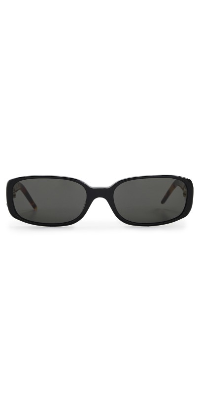 Casablanca Oval Stripe Acetate Sunglasses Black/Tortois