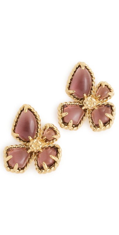 Zimmermann Bloom Large Studs Gold/Burgundy