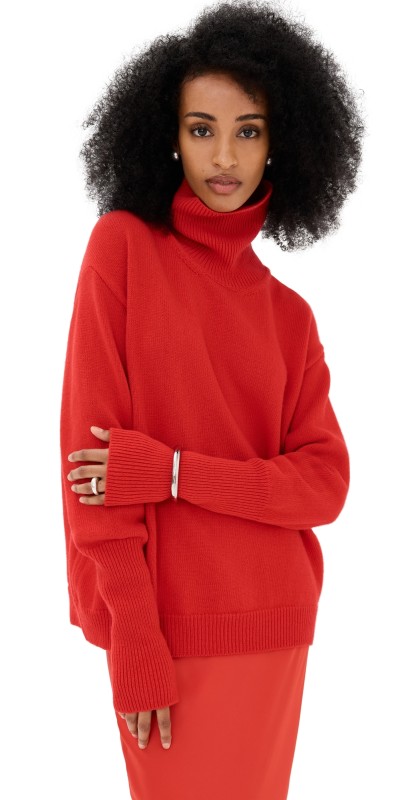 Bite Studios Fine Wool Knit Roll-Neck Sweater Scarlet