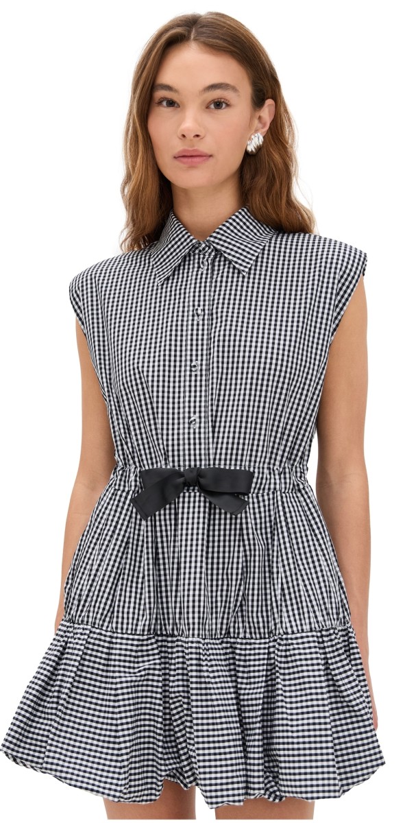 Sea Neci Gingham T-Shirt Bubble Mini Dress Multi