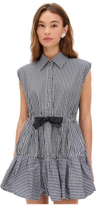 Sea Neci Gingham T-Shirt Bubble Mini Dress Multi
