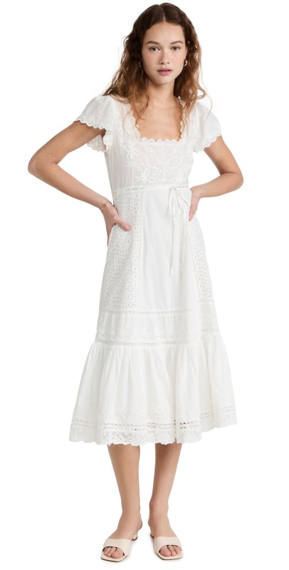 LoveShackFancy Charles Dress Antique White