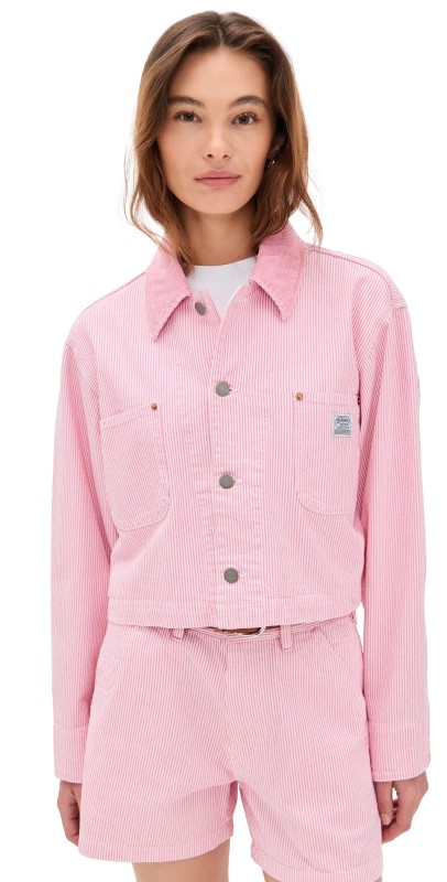 Denimist Cropped Chore Jacket Railroad Vivid Pink