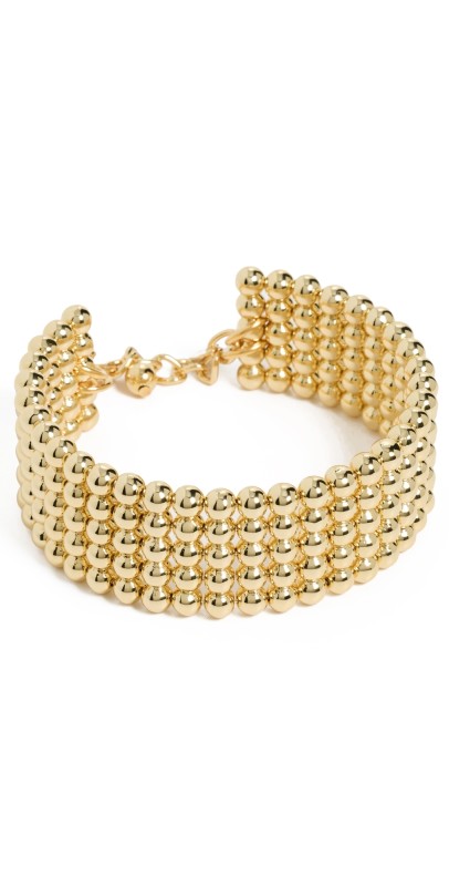 Kenneth Jay Lane Soldered Balls Open Bracelet Polished Gold