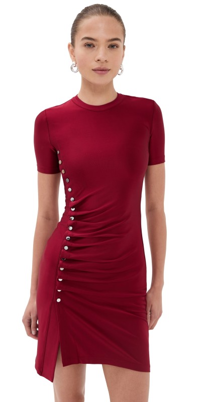 rabanne Draped Mini Dress Ruby Red