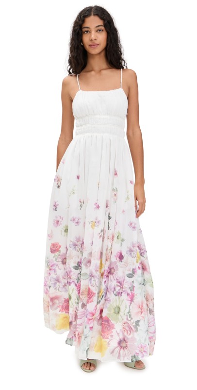 Aje Fleur Maxi Dress Ivory Collage Floral