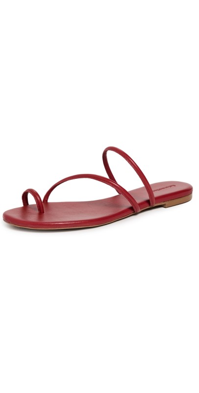 Reformation Ludo Toe Ring Strappy Flat Sandals Scarlet