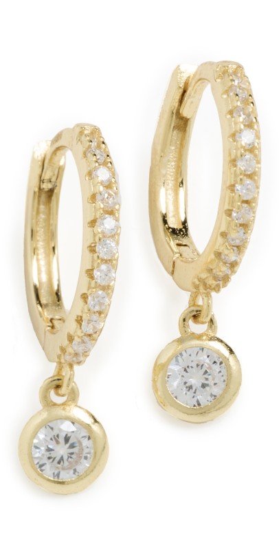 SHASHI Bezel Pave Huggies Gold