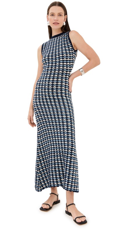 ESCVDO Pacifico Maxi Dress Navy/Baby Blue/Ivory