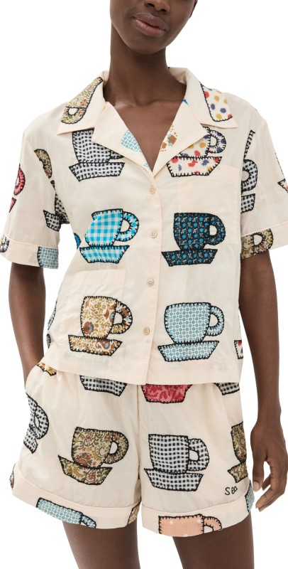 Sea Karmen Tea Cup Sleepwear PJ Short Set Multi