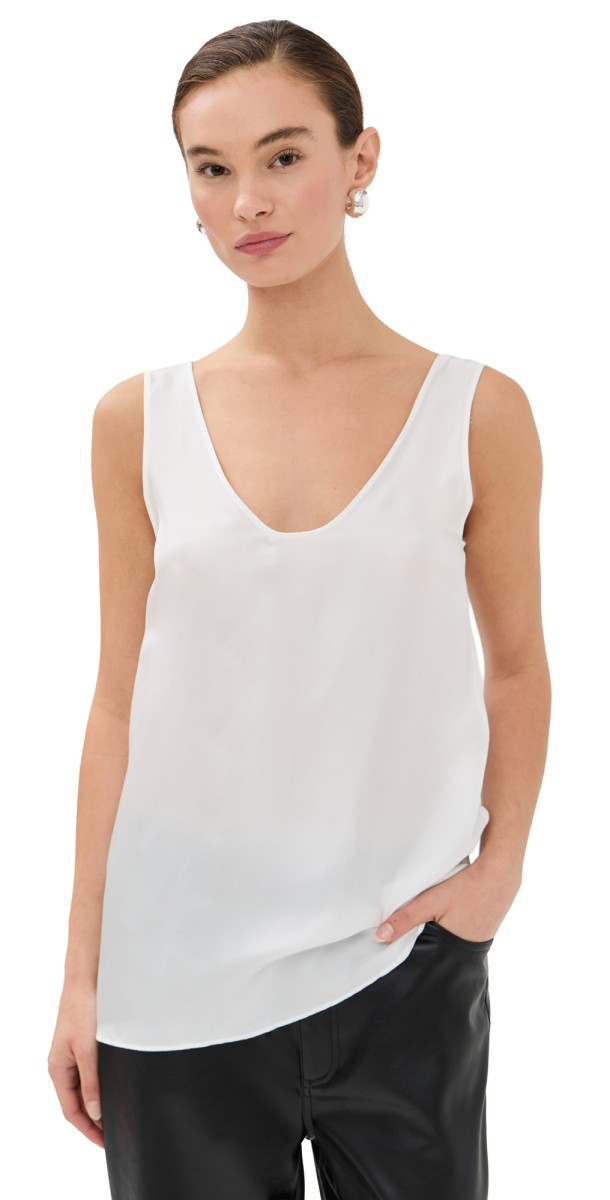 Another Tomorrow Silk Tank Off White