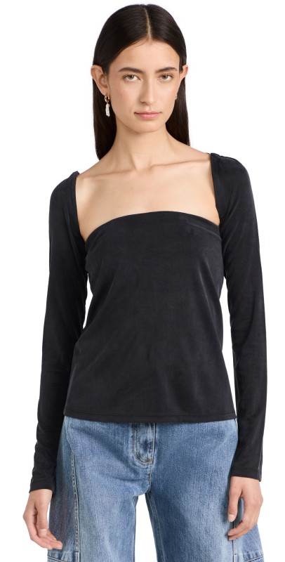 Tibi Deeba Curpo Strapless Convertible Top Black