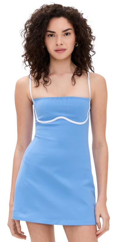 Alo Yoga Airbrush Streamlined Dress Crystal Clear Blue/White