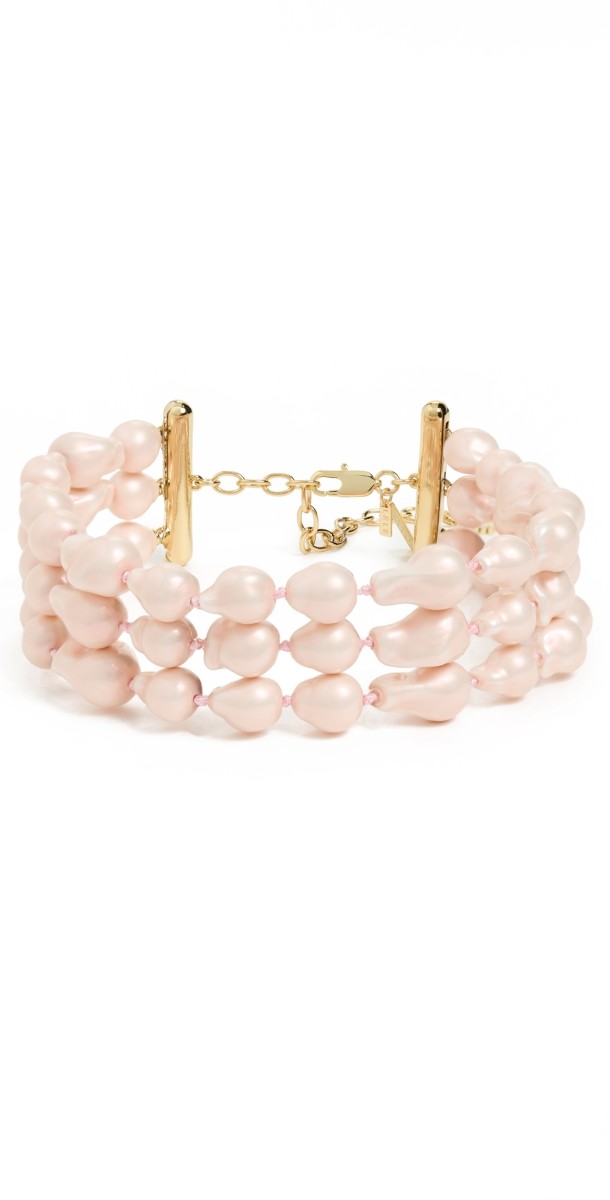 Lele Sadoughi Diana Triple Row Pearl Necklace Ros