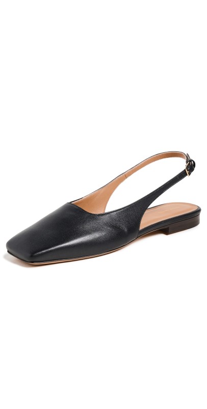 Mansur Gavriel Square Toe Slingback Flats Black