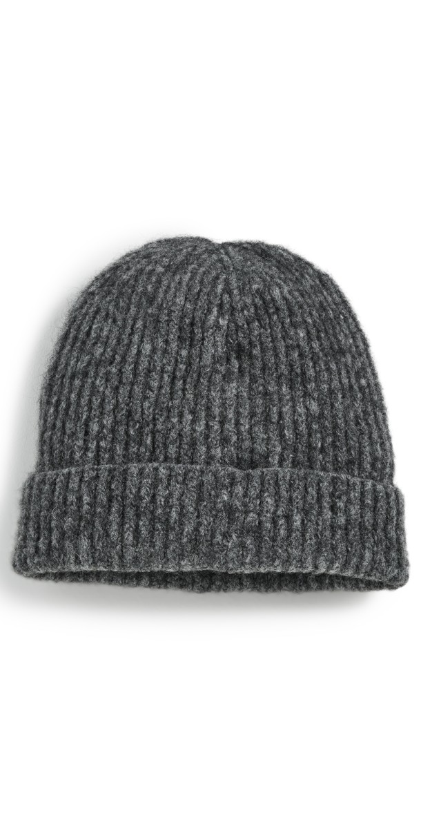 Janessa Leone Piper Classic Ribbed Beanie DARK GREY