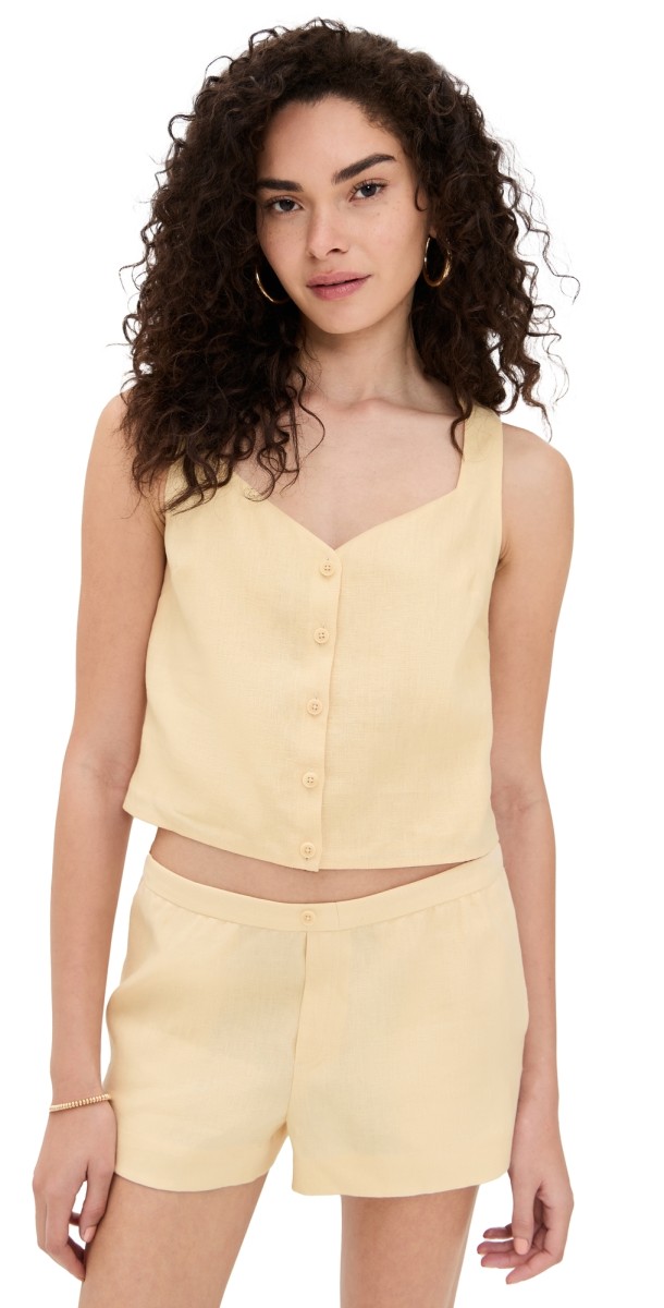 Reformation Gemma Linen Two Piece Set Parmesan