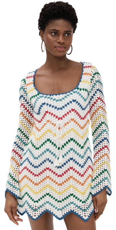 Saylor Siera Rainbow Crochet Mini Dress Multi