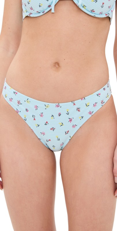 Solid & Striped The Tati Bikini Bottoms Embroidered Floral Sky