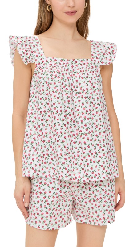 Petite Plume Twill Clara Short Set in Petite Petals Pink
