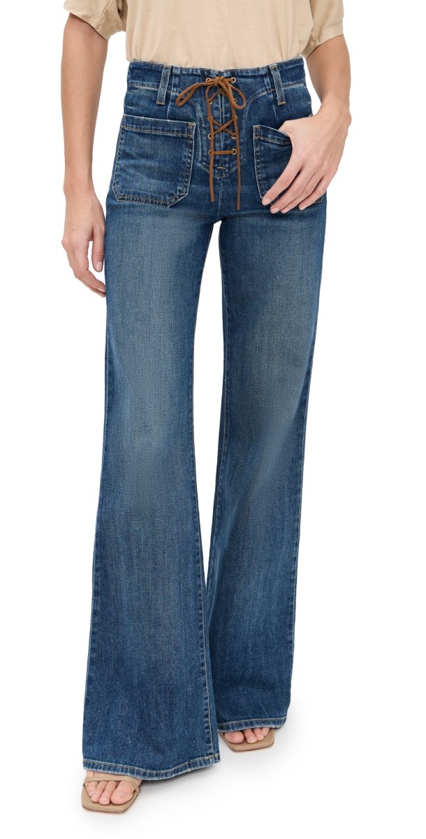 Nili Lotan Florence Lace Up Jeans Classic Wash