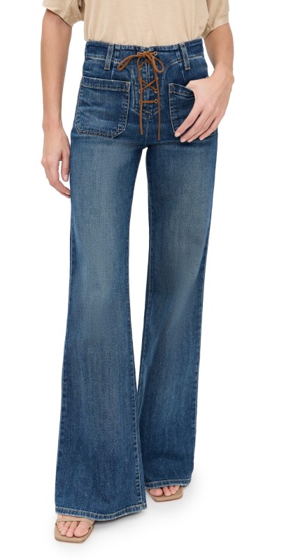 Nili Lotan Florence Lace Up Jeans Classic Wash