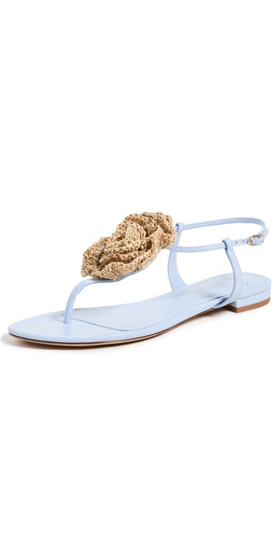Alexandre Birman Sadie Flower Flats Serene Blue/Natural