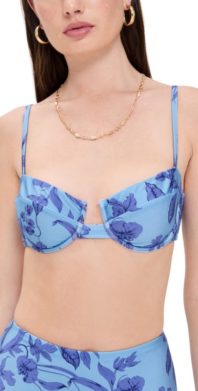 MINKPINK Jeanne Bra Cup Bikini Top Blue/Floral