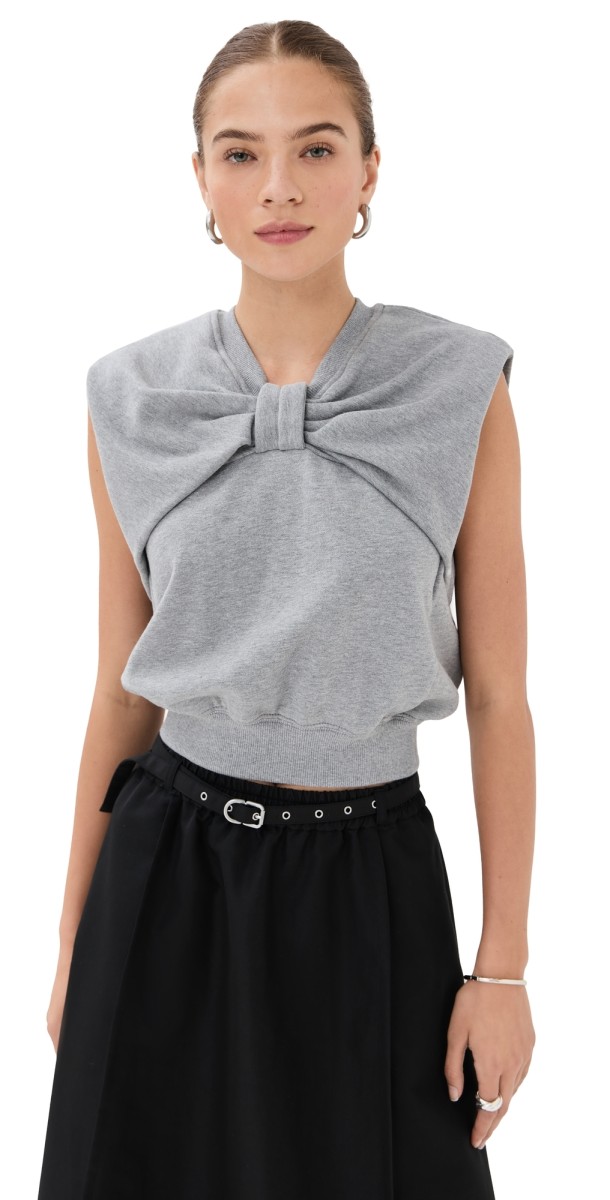 3.1 Phillip Lim Draped Bow Top Grey Melange