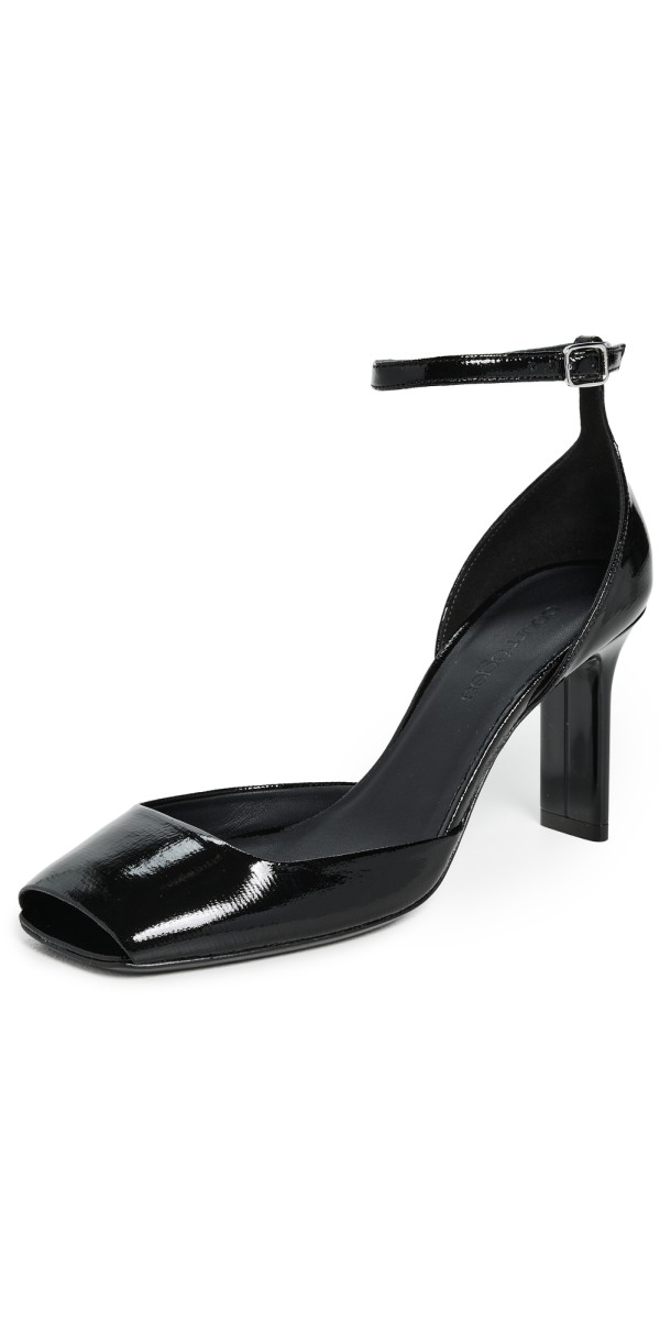 Courrèges Peep Toe 80 Vinyl Pumps Black