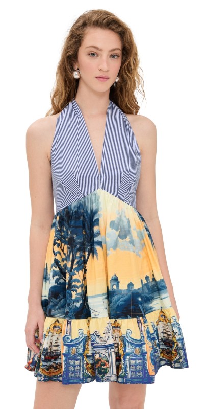 Camilla Ruffle Hem Halter Mini Dress Song Of Saint Anthony