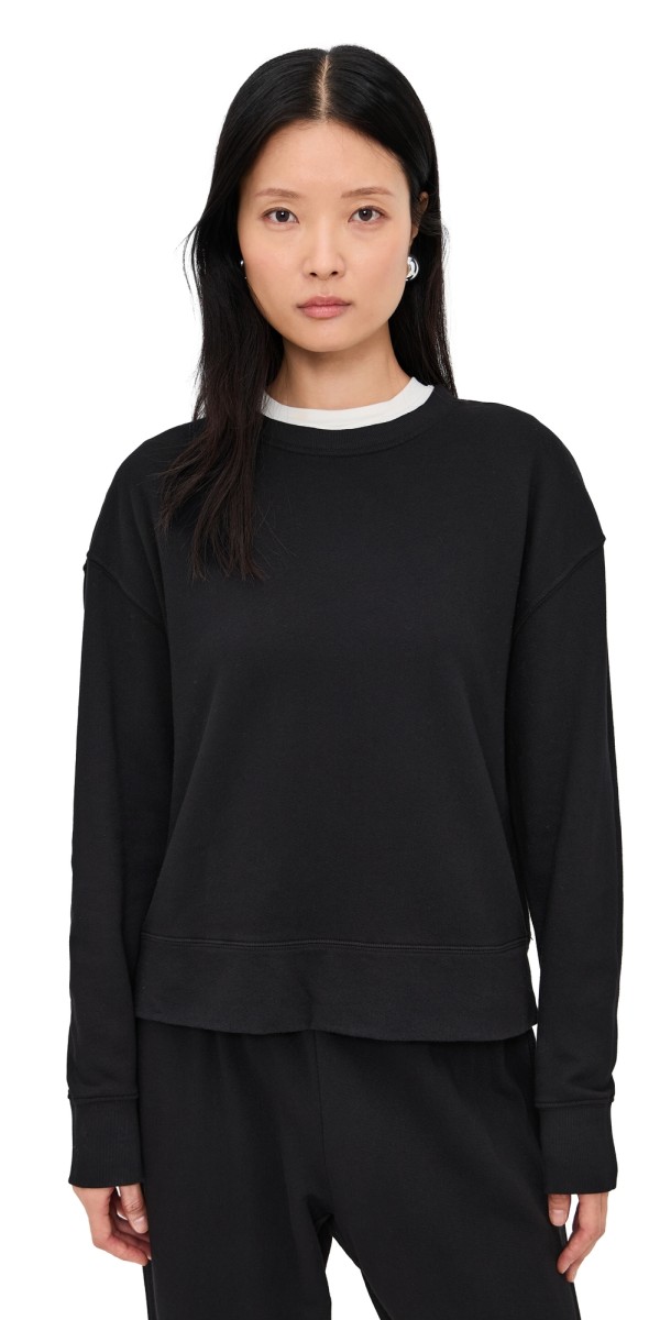 perfectwhitetee Tyler French Terry Pullover Sweater True Black