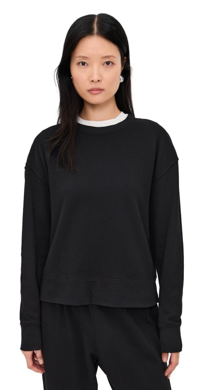 perfectwhitetee Tyler French Terry Pullover Sweater True Black